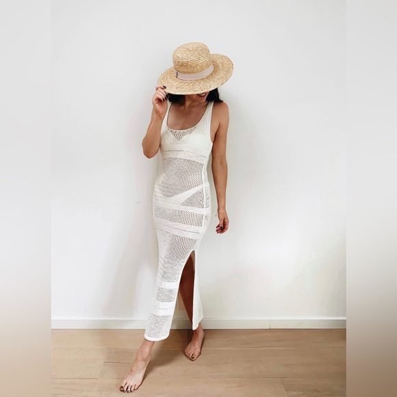 Abercrombie & Fitch Other - NWOT Abercrombie PALE GREEN Crochet Cover Up Maxi Dress With Side Slits